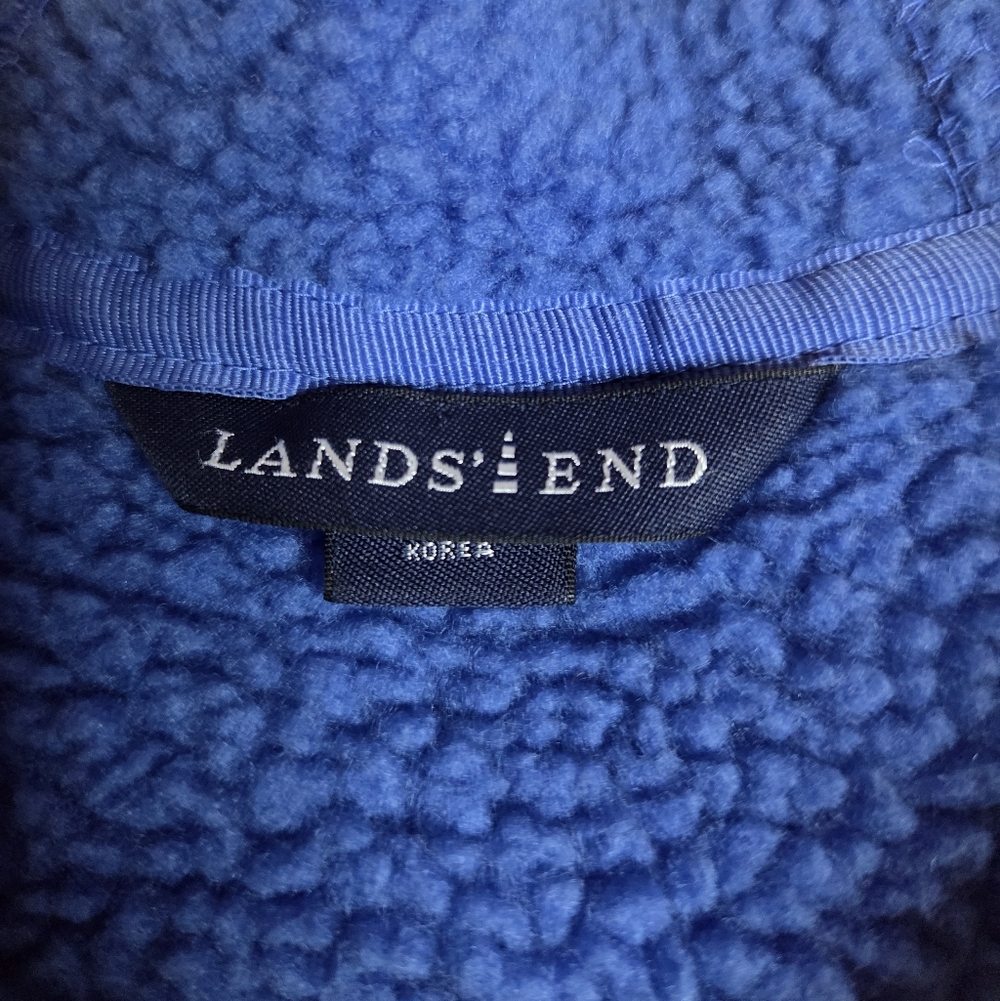 Lands End Jacket Hooded Toggled Full Zip Inner Fleece Blue Large 14-16 - Picture 7 of 10